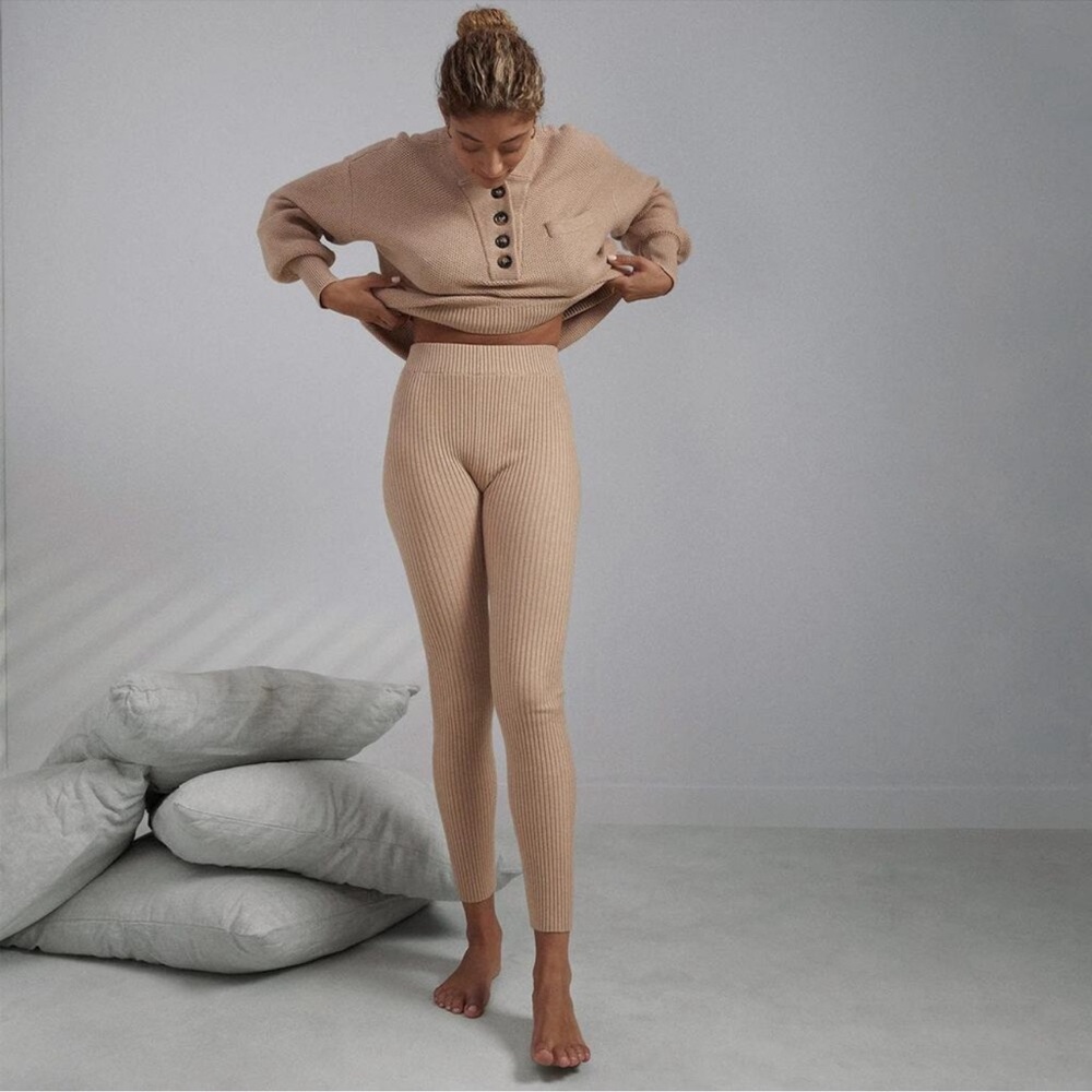 Lunya Cozy Cotton Silk Ribbed Leggings size medium
